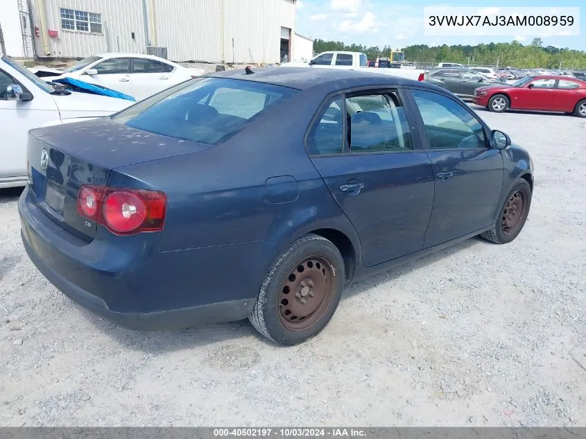 2010 Volkswagen Jetta S VIN: 3VWJX7AJ3AM008959 Lot: 40502197