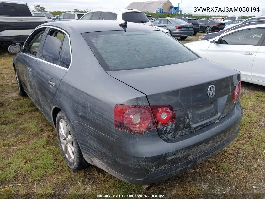 2010 Volkswagen Jetta Se/Sel VIN: 3VWRX7AJ3AM050194 Lot: 40531319