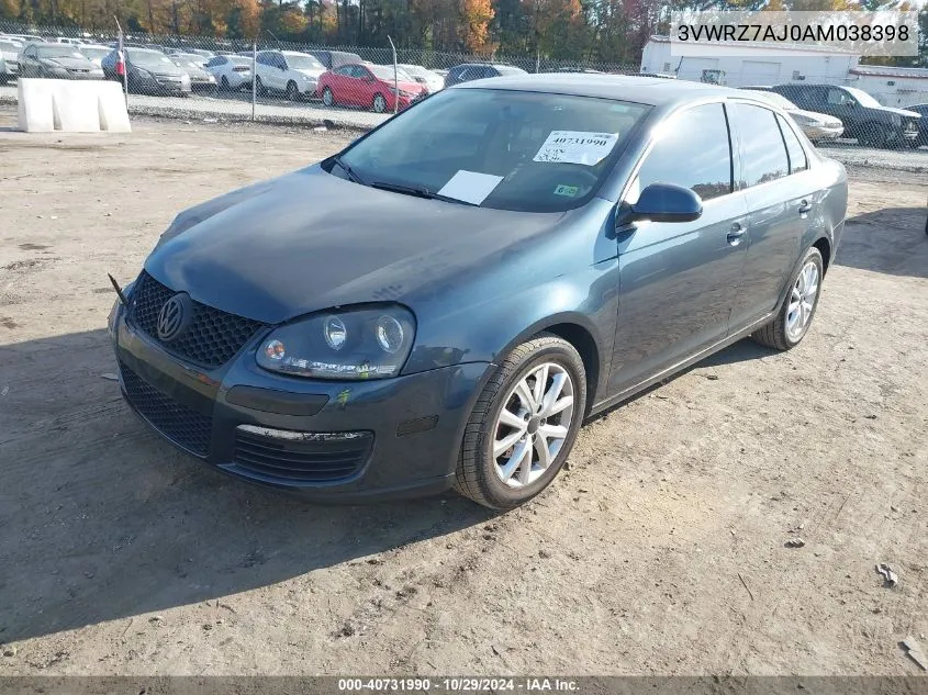 2010 Volkswagen Jetta Se VIN: 3VWRZ7AJ0AM038398 Lot: 40731990