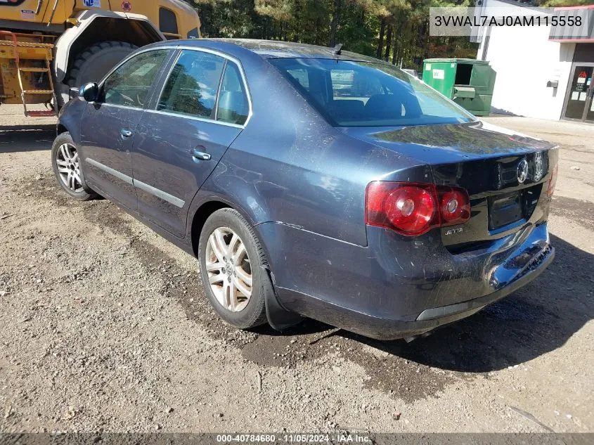 2010 Volkswagen Jetta Tdi VIN: 3VWAL7AJ0AM115558 Lot: 40784680