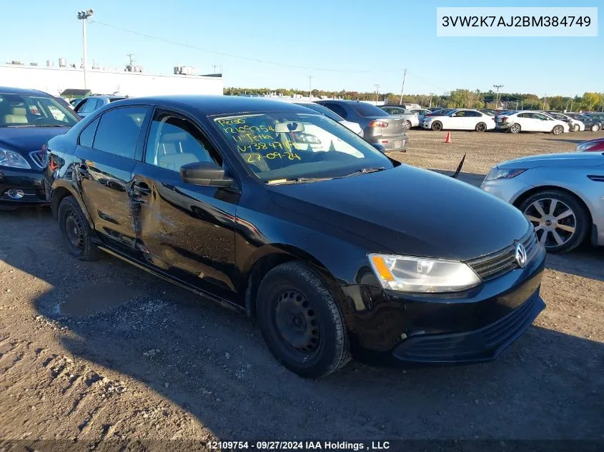 2011 Volkswagen Jetta S VIN: 3VW2K7AJ2BM384749 Lot: 12109754