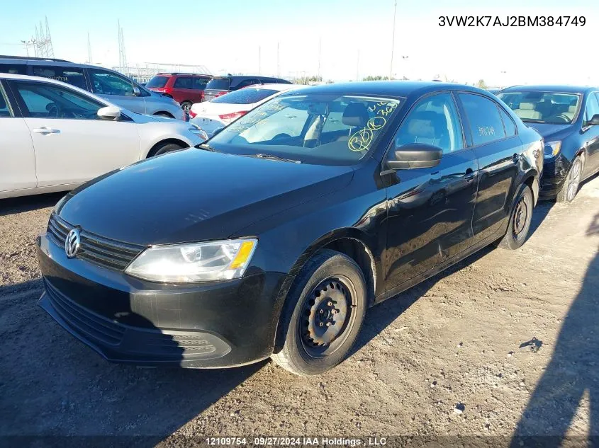 2011 Volkswagen Jetta S VIN: 3VW2K7AJ2BM384749 Lot: 12109754