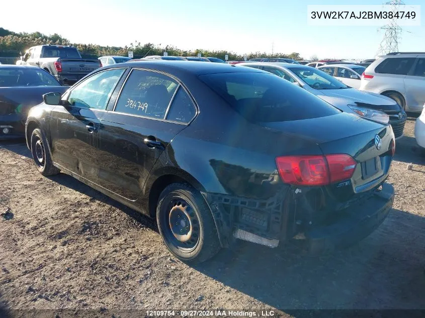 2011 Volkswagen Jetta S VIN: 3VW2K7AJ2BM384749 Lot: 12109754