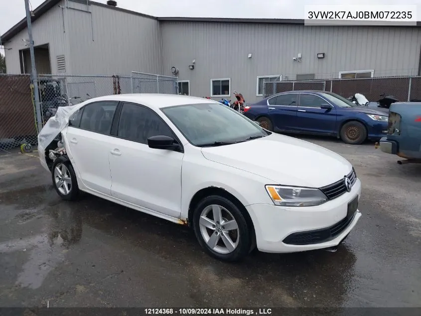 2011 Volkswagen Jetta Sedan VIN: 3VW2K7AJ0BM072235 Lot: 12124368