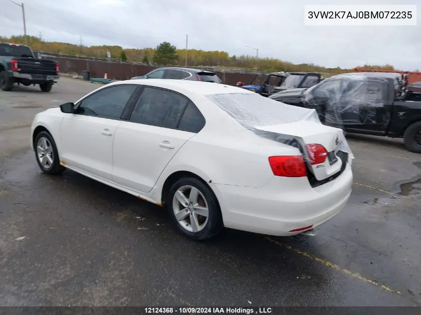 2011 Volkswagen Jetta Sedan VIN: 3VW2K7AJ0BM072235 Lot: 12124368