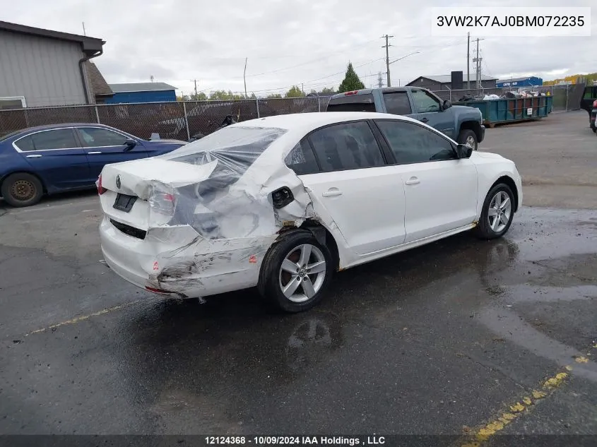 2011 Volkswagen Jetta Sedan VIN: 3VW2K7AJ0BM072235 Lot: 12124368