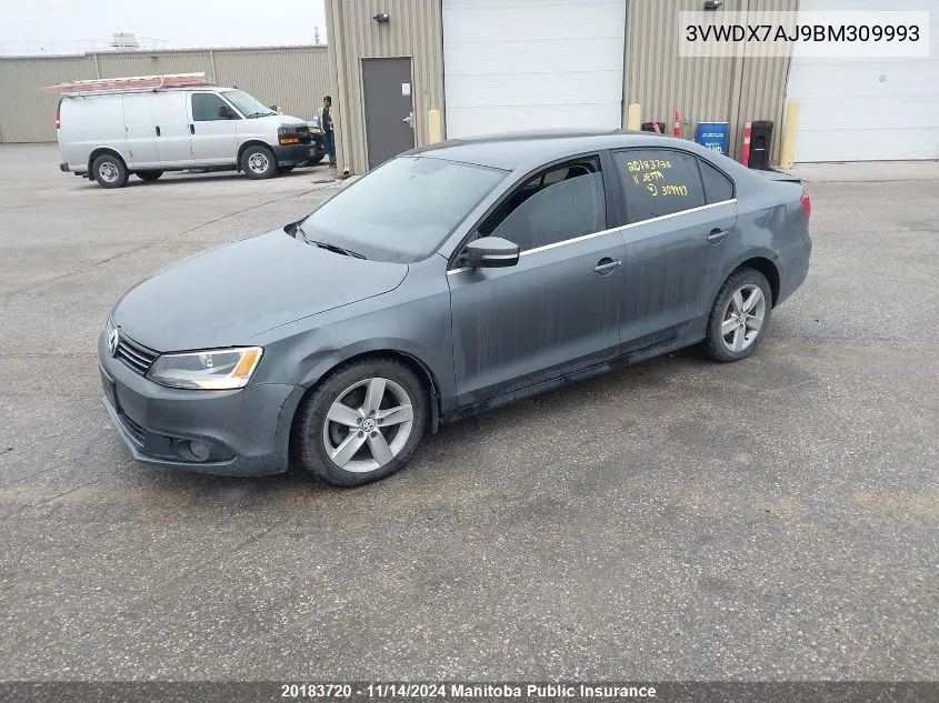 2011 Volkswagen Jetta 2.5 VIN: 3VWDX7AJ9BM309993 Lot: 20183720