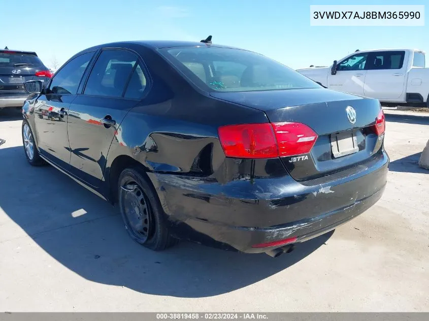 2011 Volkswagen Jetta 2.5L Se VIN: 3VWDX7AJ8BM365990 Lot: 38819458