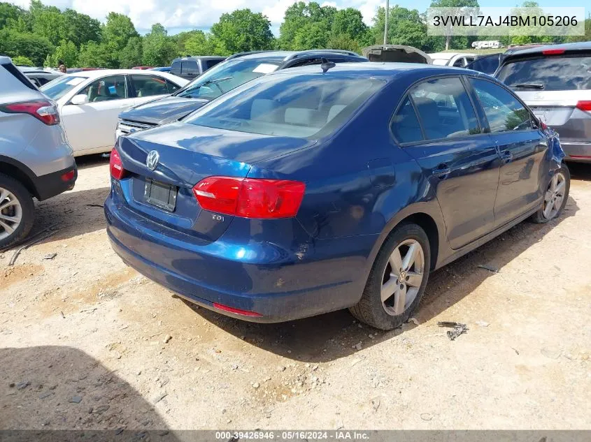 2011 Volkswagen Jetta 2.0L Tdi VIN: 3VWLL7AJ4BM105206 Lot: 39426946