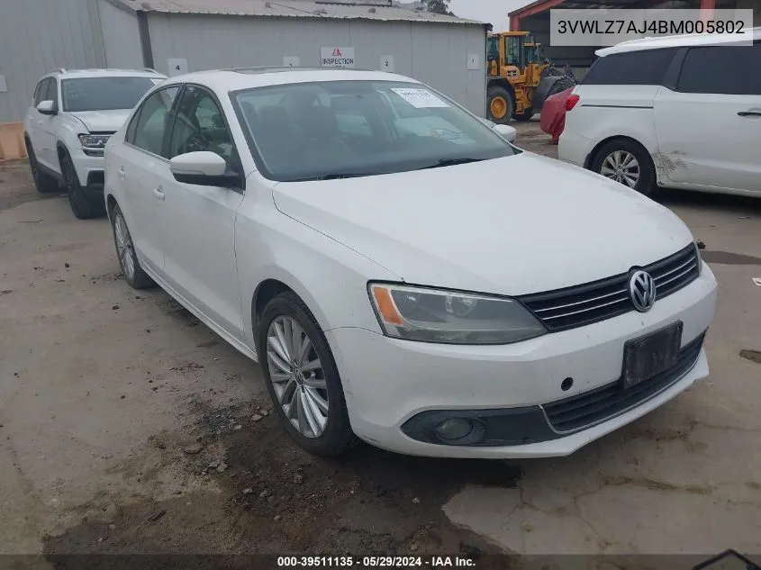 3VWLZ7AJ4BM005802 2011 Volkswagen Jetta 2.5L Sel