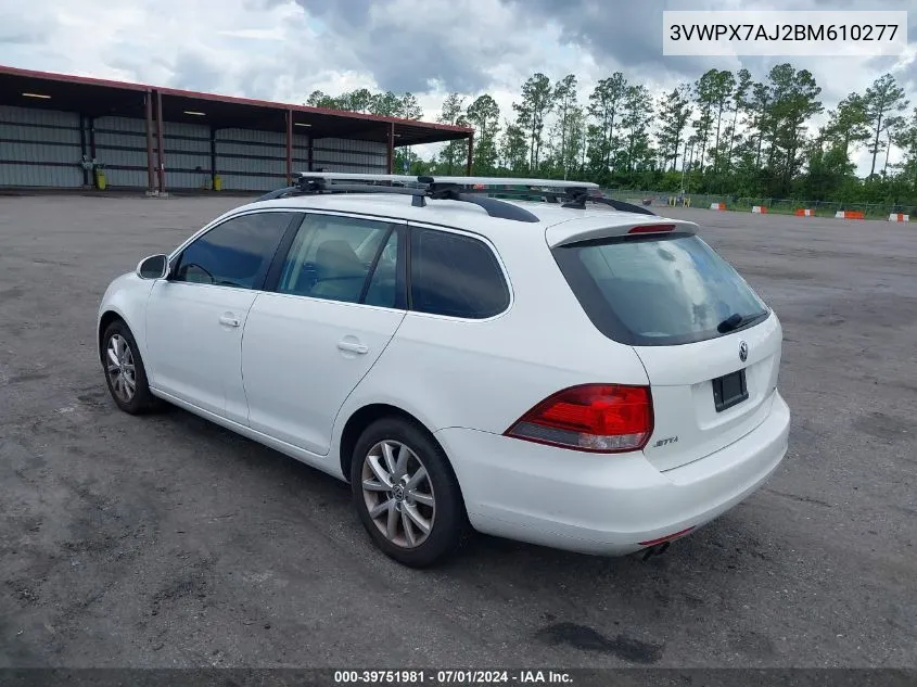 2011 Volkswagen Jetta Sportwagen 2.5L Se VIN: 3VWPX7AJ2BM610277 Lot: 39751981