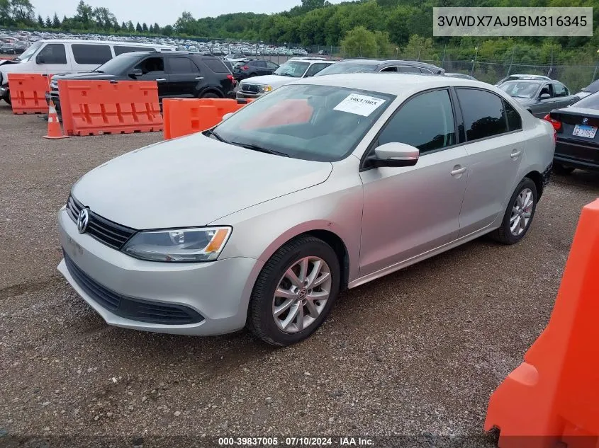 3VWDX7AJ9BM316345 2011 Volkswagen Jetta 2.5L Se