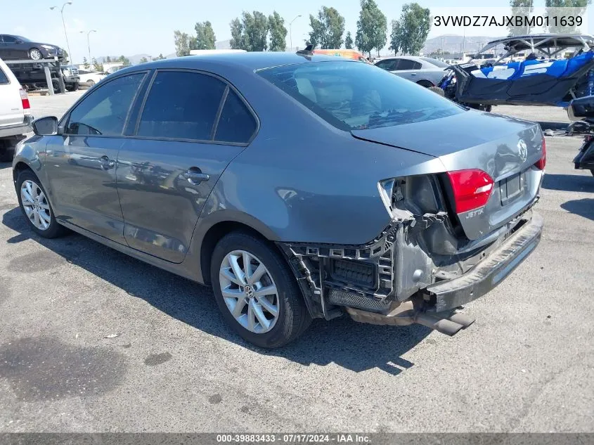 3VWDZ7AJXBM011639 2011 Volkswagen Jetta 2.5L Se