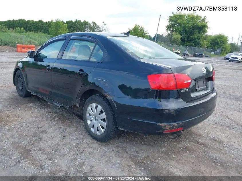 3VWDZ7AJ7BM358118 2011 Volkswagen Jetta 2.5L Se