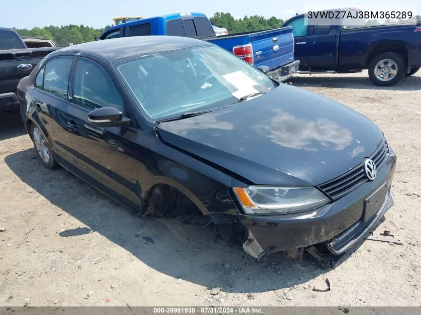 2011 Volkswagen Jetta 2.5L Se VIN: 3VWDZ7AJ3BM365289 Lot: 39991938