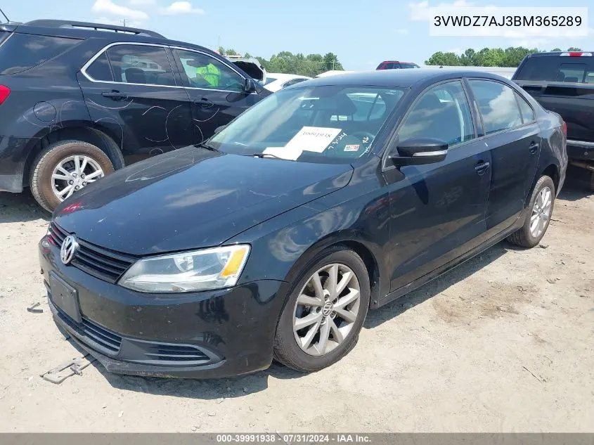 3VWDZ7AJ3BM365289 2011 Volkswagen Jetta 2.5L Se