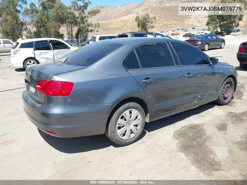 2011 Volkswagen Jetta 2.0L S VIN: 3VW2K7AJ0BM075779 Lot: 39995822