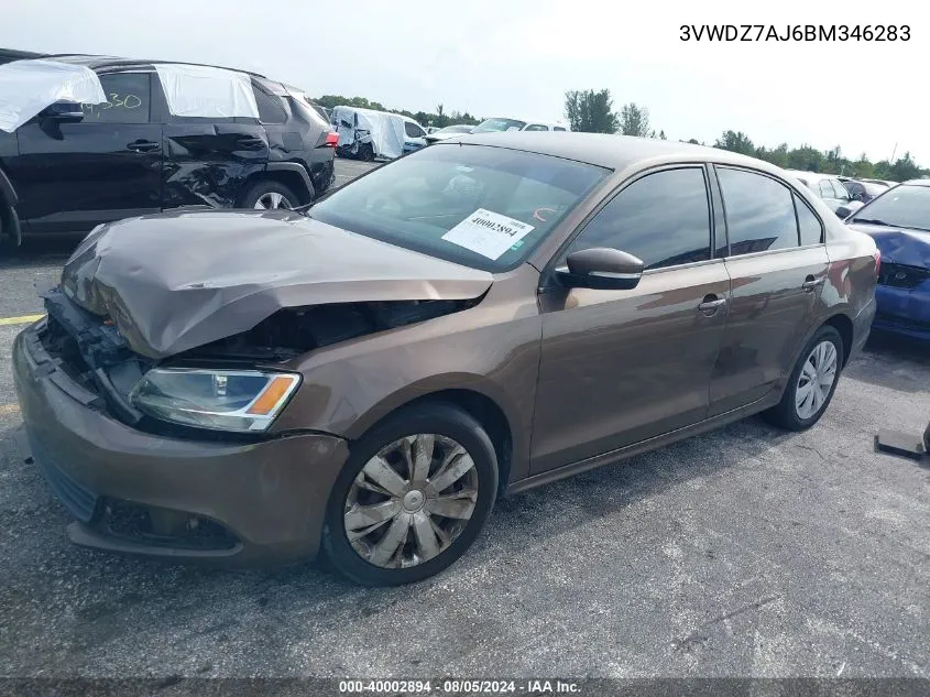 3VWDZ7AJ6BM346283 2011 Volkswagen Jetta 2.5L Se