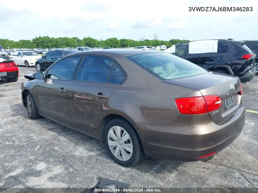 2011 Volkswagen Jetta 2.5L Se VIN: 3VWDZ7AJ6BM346283 Lot: 40002894