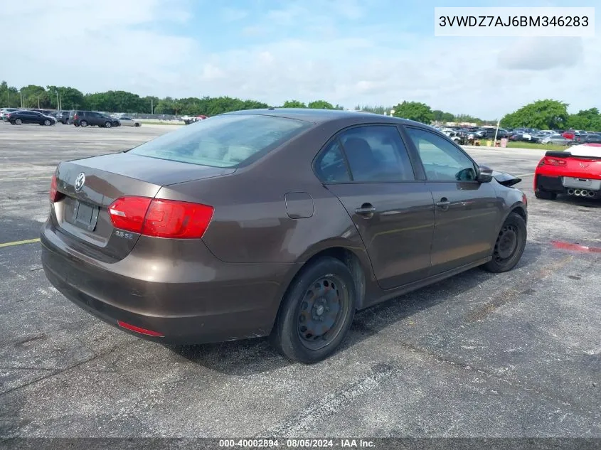 3VWDZ7AJ6BM346283 2011 Volkswagen Jetta 2.5L Se