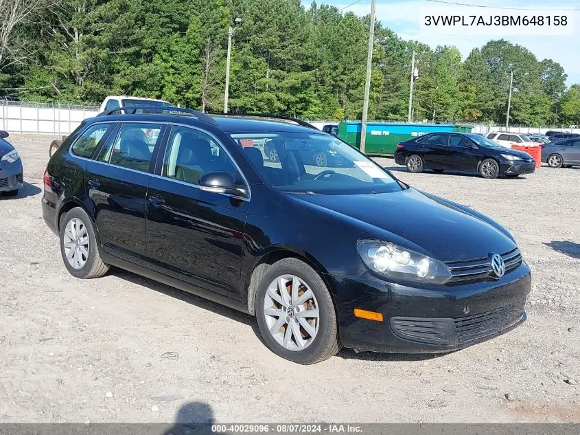 3VWPL7AJ3BM648158 2011 Volkswagen Jetta Sportwagen 2.0L Tdi