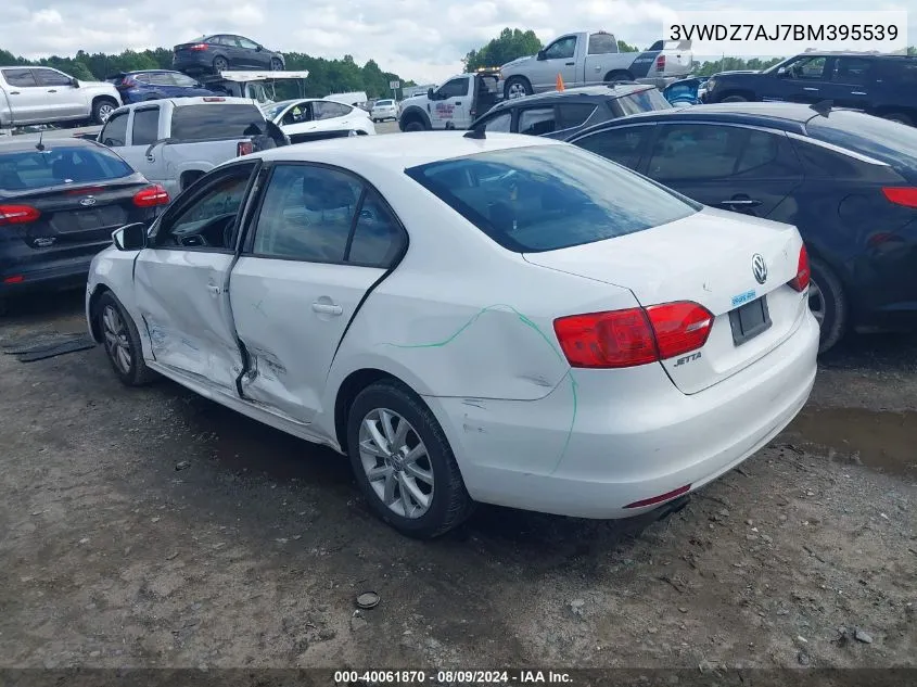 2011 Volkswagen Jetta 2.5L Se VIN: 3VWDZ7AJ7BM395539 Lot: 40061870