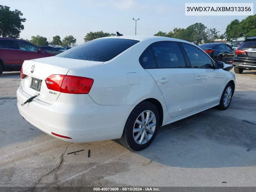 2011 Volkswagen Jetta 2.5L Se VIN: 3VWDX7AJXBM313356 Lot: 40073609