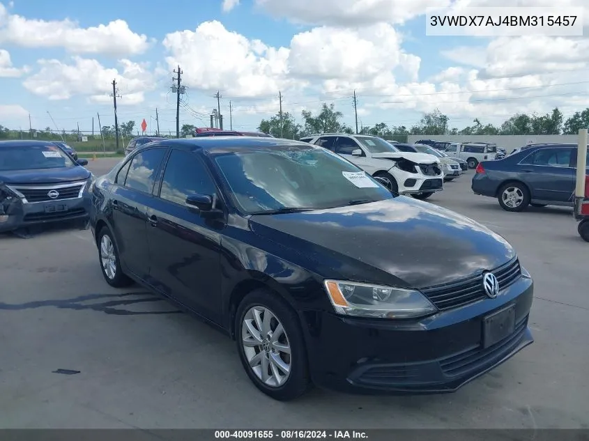 2011 Volkswagen Jetta 2.5L Se VIN: 3VWDX7AJ4BM315457 Lot: 40091655