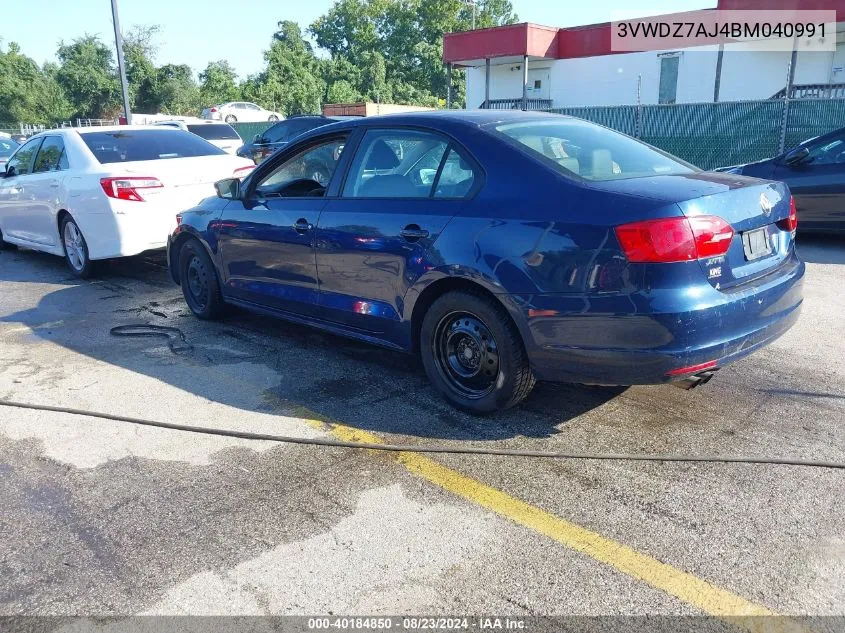 2011 Volkswagen Jetta 2.5L Se VIN: 3VWDZ7AJ4BM040991 Lot: 40184850