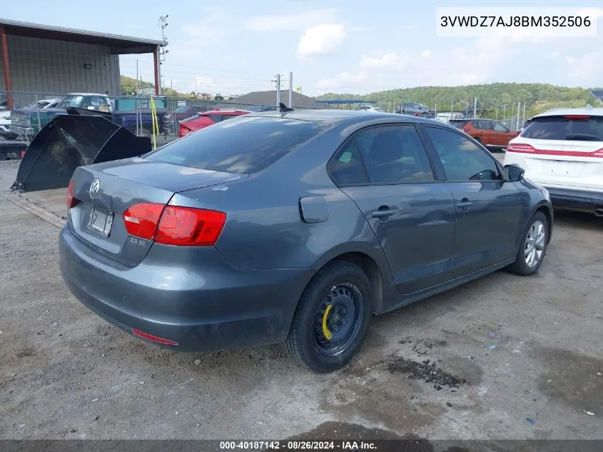 2011 Volkswagen Jetta 2.5L Se VIN: 3VWDZ7AJ8BM352506 Lot: 40187142