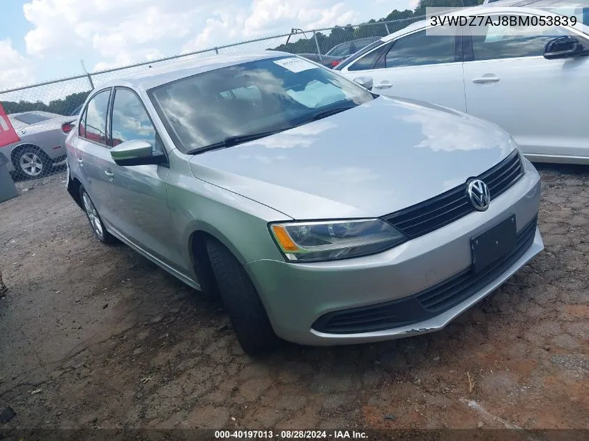 2011 Volkswagen Jetta 2.5L Se VIN: 3VWDZ7AJ8BM053839 Lot: 40197013