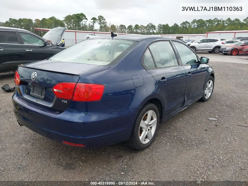 2011 Volkswagen Jetta Tdi VIN: 3VWLL7AJ1BM110363 Lot: 40318995