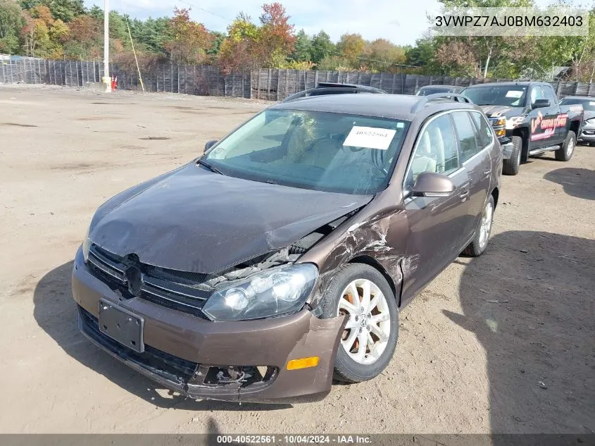 2011 Volkswagen Jetta Sportwagen 2.5L Se VIN: 3VWPZ7AJ0BM632403 Lot: 40522561