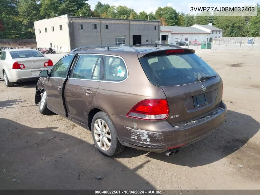 2011 Volkswagen Jetta Sportwagen 2.5L Se VIN: 3VWPZ7AJ0BM632403 Lot: 40522561