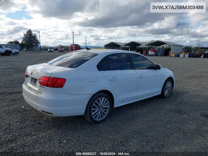 3VWLX7AJ5BM303488 2011 Volkswagen Jetta 2.5L Sel