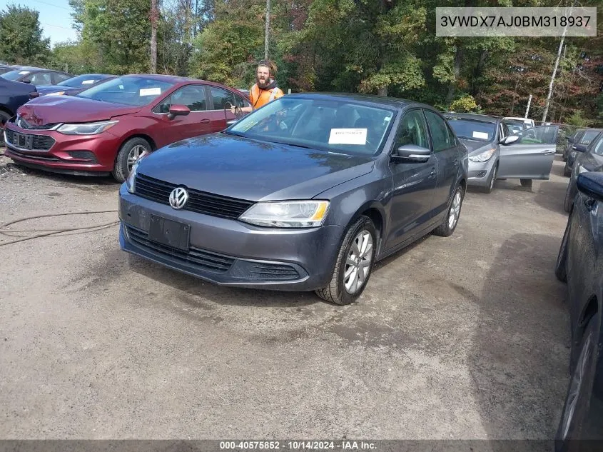 2011 Volkswagen Jetta 2.5L Se VIN: 3VWDX7AJ0BM318937 Lot: 40575852