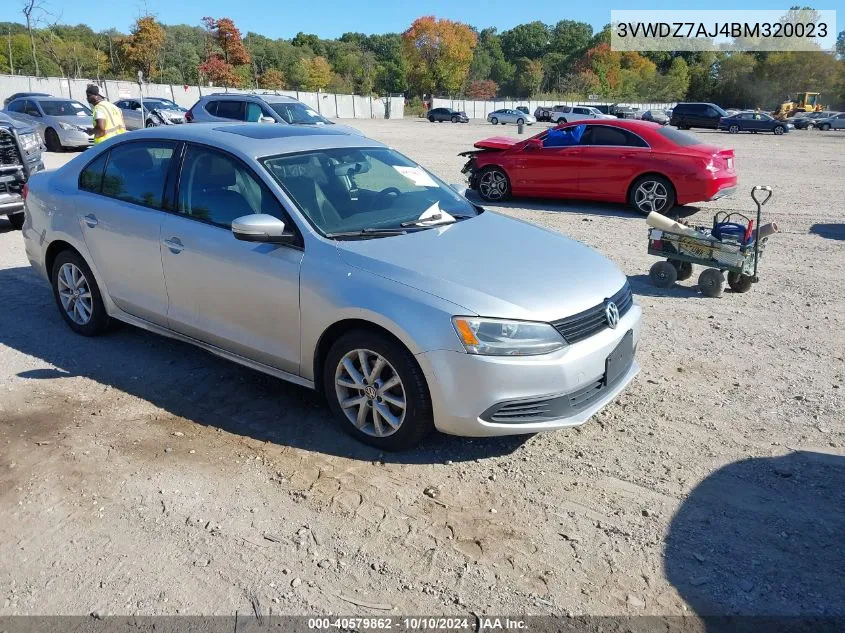 2011 Volkswagen Jetta 2.5L Se VIN: 3VWDZ7AJ4BM320023 Lot: 40579862