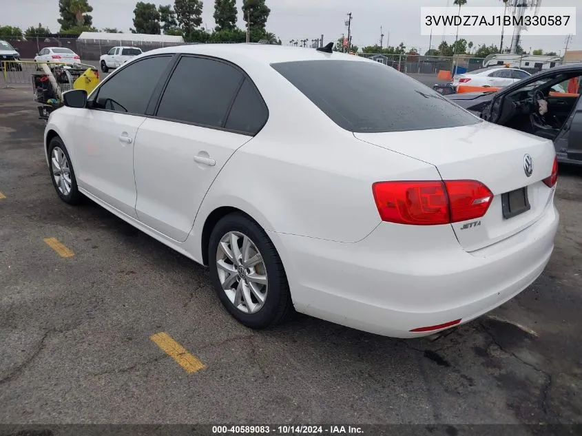 2011 Volkswagen Jetta 2.5L Se VIN: 3VWDZ7AJ1BM330587 Lot: 40589083