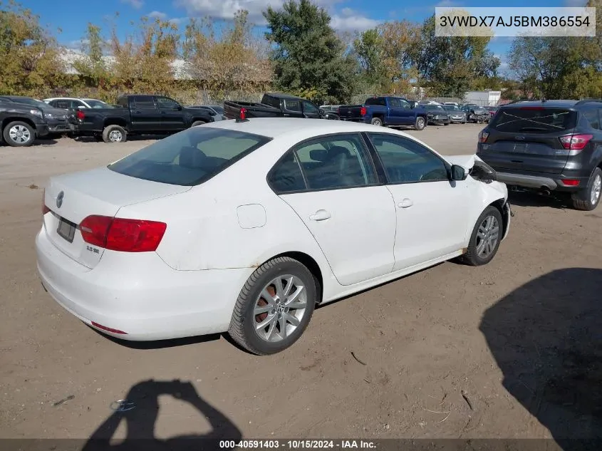 2011 Volkswagen Jetta 2.5L Se VIN: 3VWDX7AJ5BM386554 Lot: 40591403