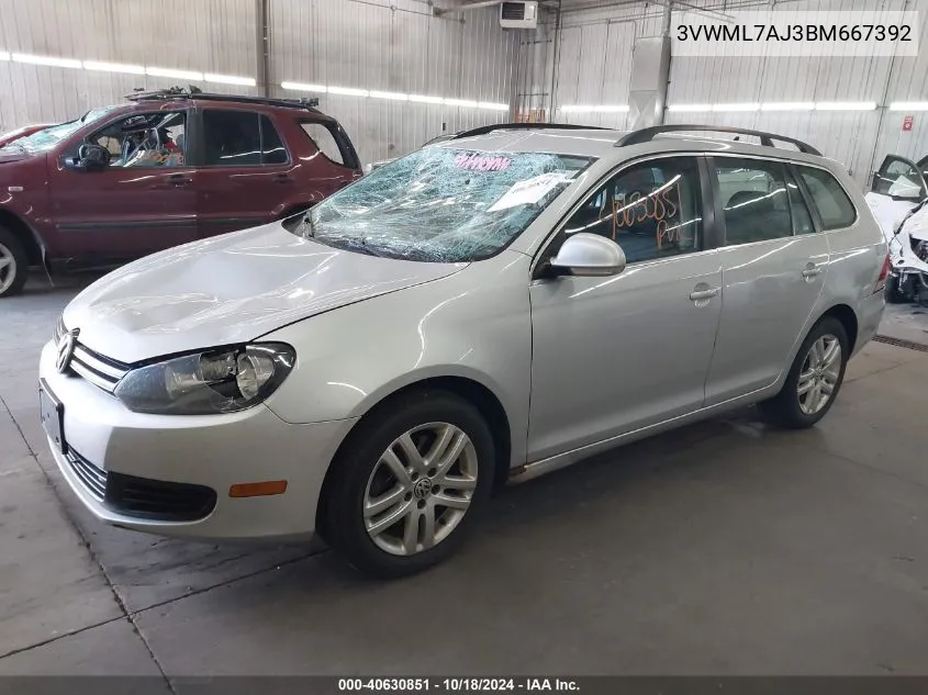 2011 Volkswagen Jetta Sportwagen 2.0L Tdi VIN: 3VWML7AJ3BM667392 Lot: 40630851