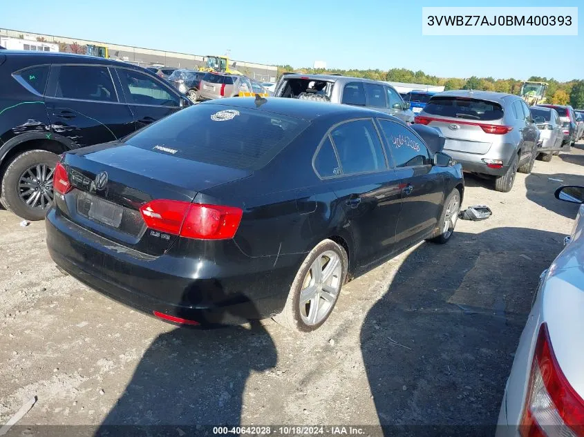 2011 Volkswagen Jetta 2.5L Se VIN: 3VWBZ7AJ0BM400393 Lot: 40642028