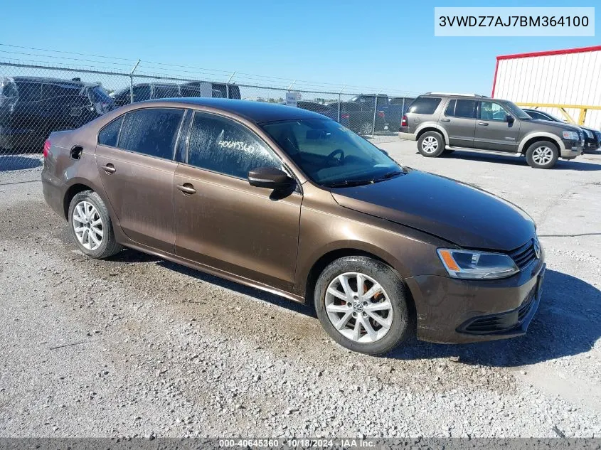 2011 Volkswagen Jetta 2.5L Se VIN: 3VWDZ7AJ7BM364100 Lot: 40645360