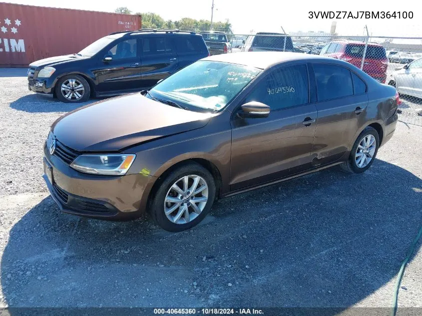 2011 Volkswagen Jetta 2.5L Se VIN: 3VWDZ7AJ7BM364100 Lot: 40645360