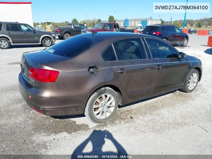 2011 Volkswagen Jetta 2.5L Se VIN: 3VWDZ7AJ7BM364100 Lot: 40645360