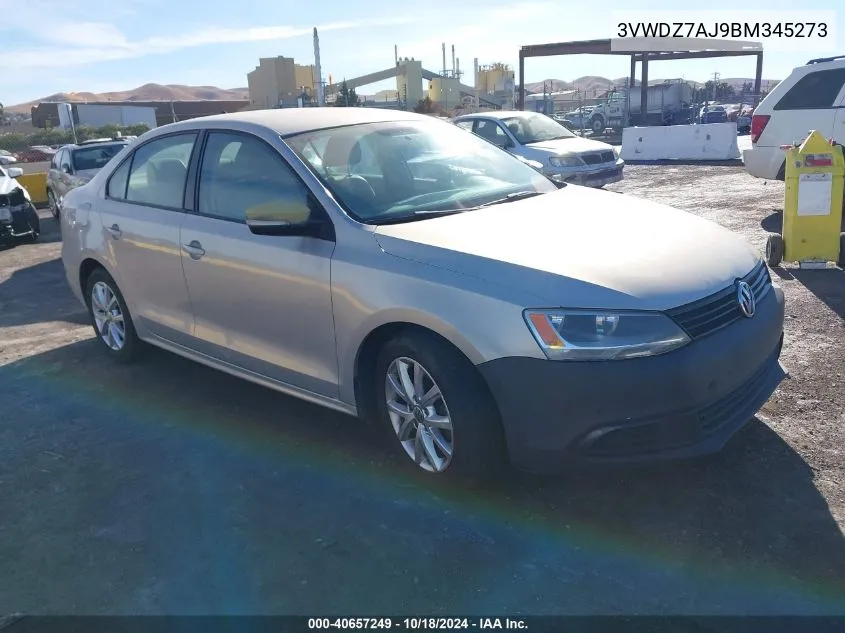 2011 Volkswagen Jetta 2.5L Se VIN: 3VWDZ7AJ9BM345273 Lot: 40657249