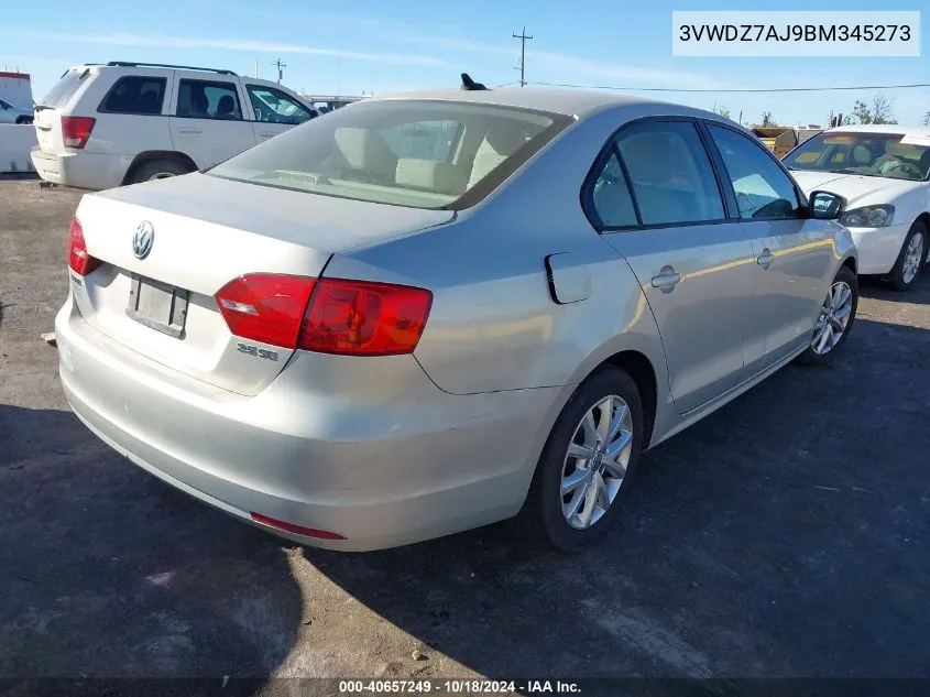 2011 Volkswagen Jetta 2.5L Se VIN: 3VWDZ7AJ9BM345273 Lot: 40657249