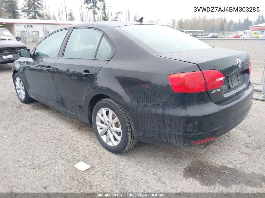 2011 Volkswagen Jetta 2.5L Se VIN: 3VWDZ7AJ4BM303285 Lot: 40659107