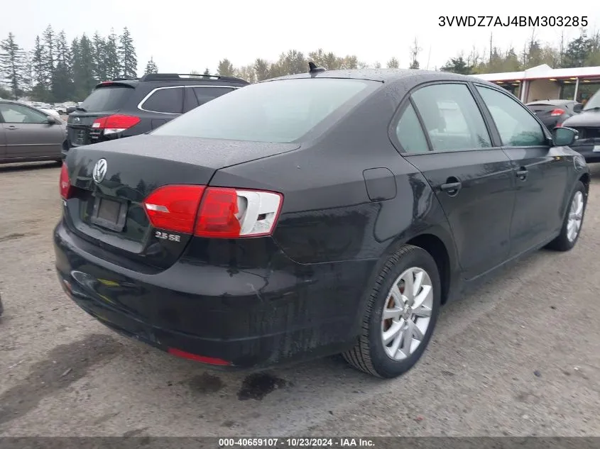 2011 Volkswagen Jetta 2.5L Se VIN: 3VWDZ7AJ4BM303285 Lot: 40659107