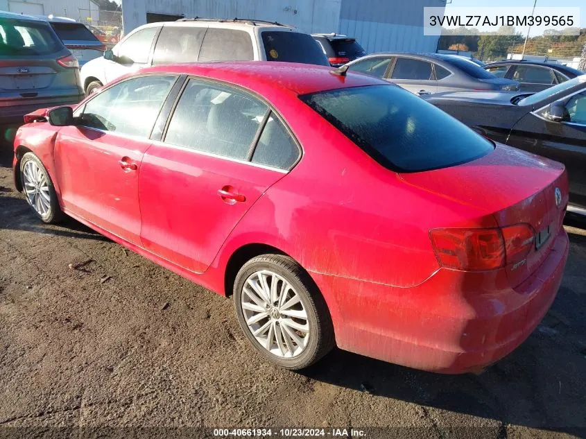 2011 Volkswagen Jetta 2.5L Sel VIN: 3VWLZ7AJ1BM399565 Lot: 40661934