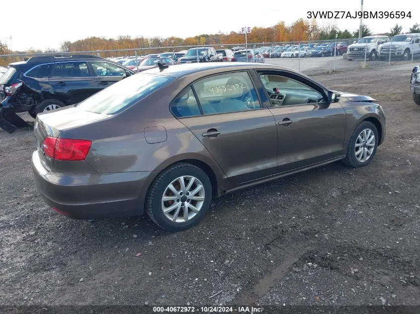 2011 Volkswagen Jetta 2.5L Se VIN: 3VWDZ7AJ9BM396594 Lot: 40672972